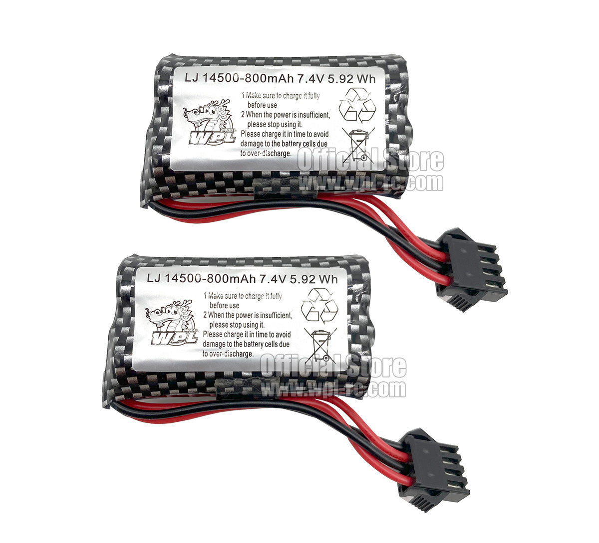 2pcs 2S 7.4V 800mAh Li-Ion Battery 14500 (New 4 Pins)