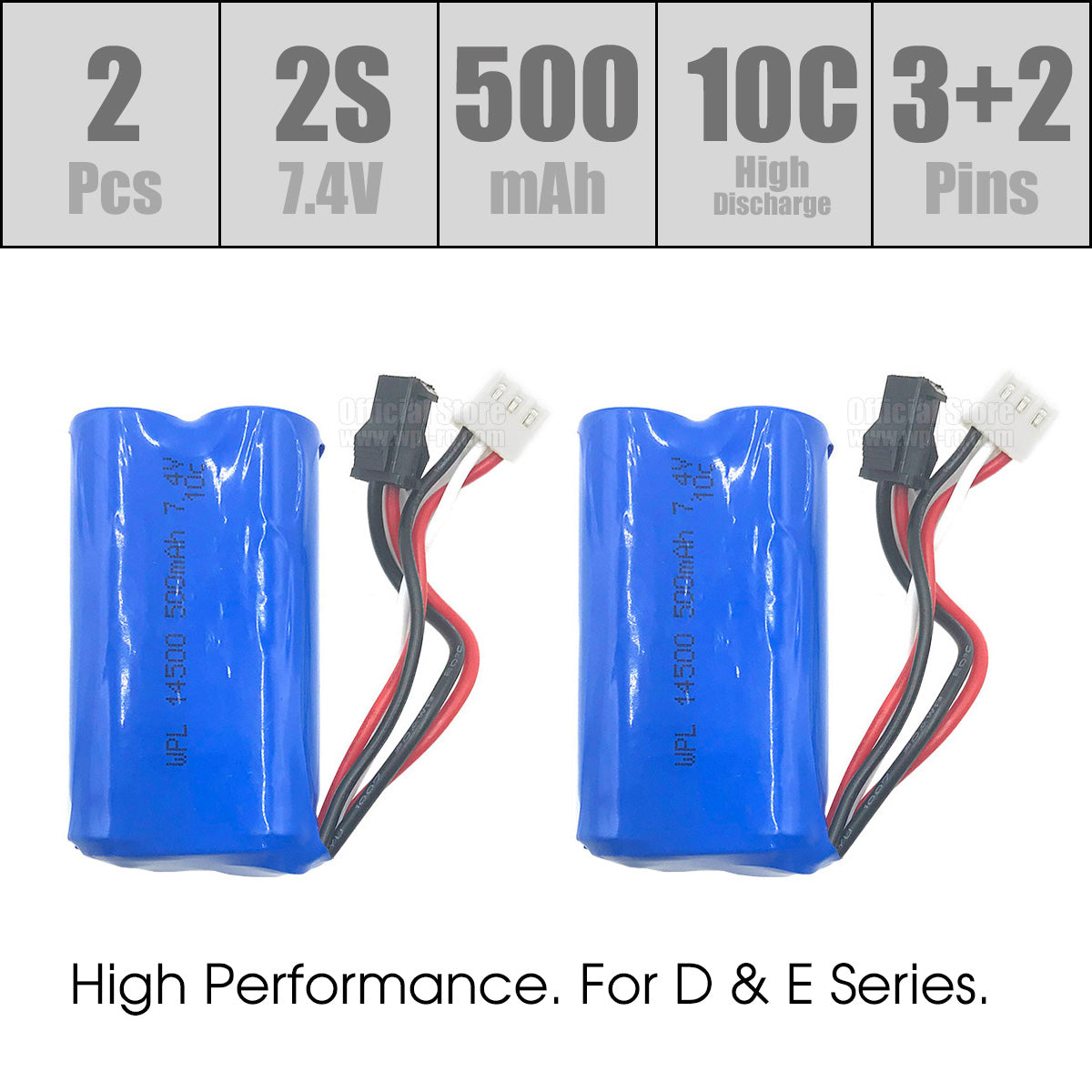 2pcs 2S 7.4V 500mAh 10C Li-Ion Battery 14500 for D Series & E1