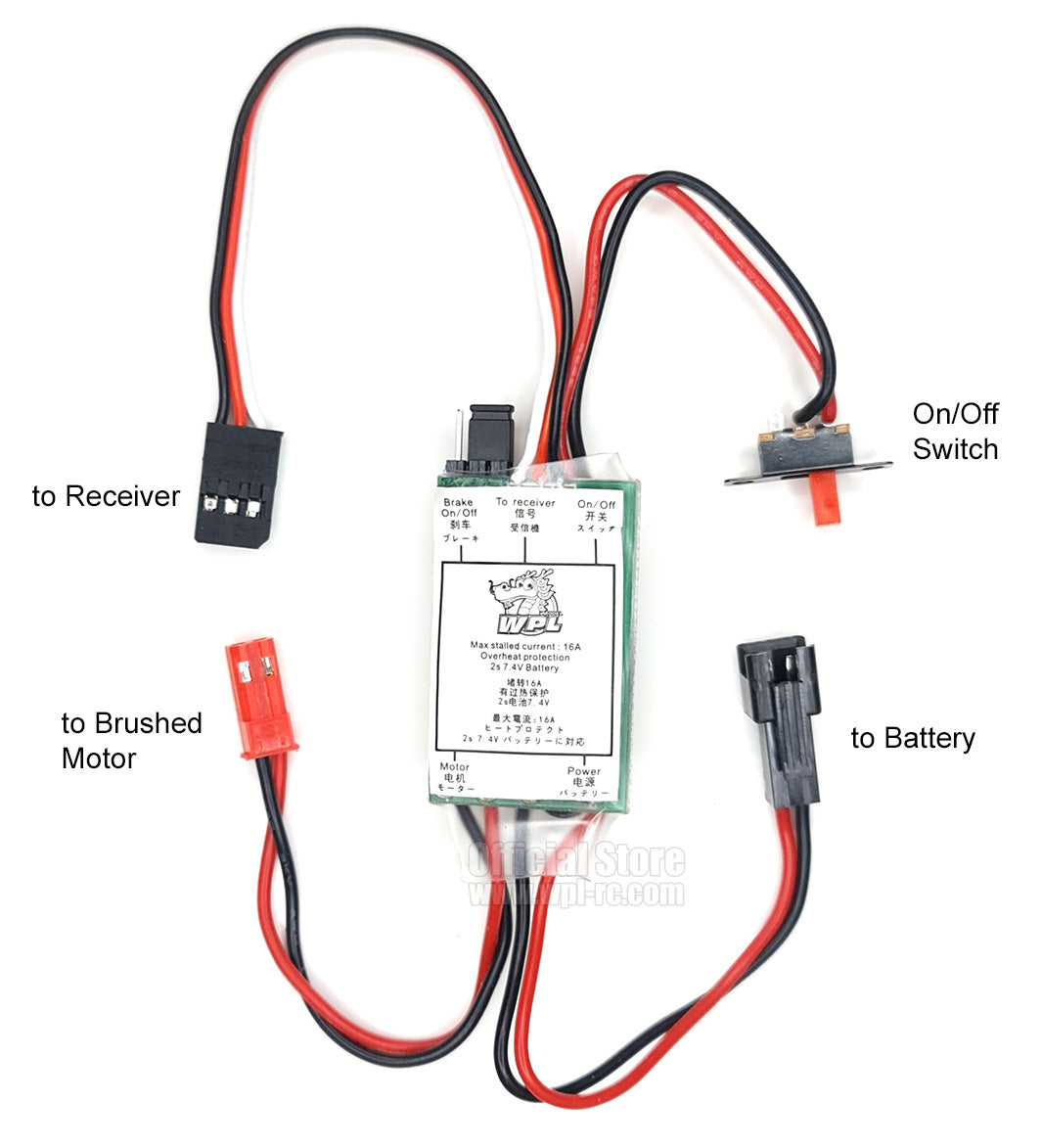 2S 7.4V 15A Brushed ESC - WPL RC Official Store