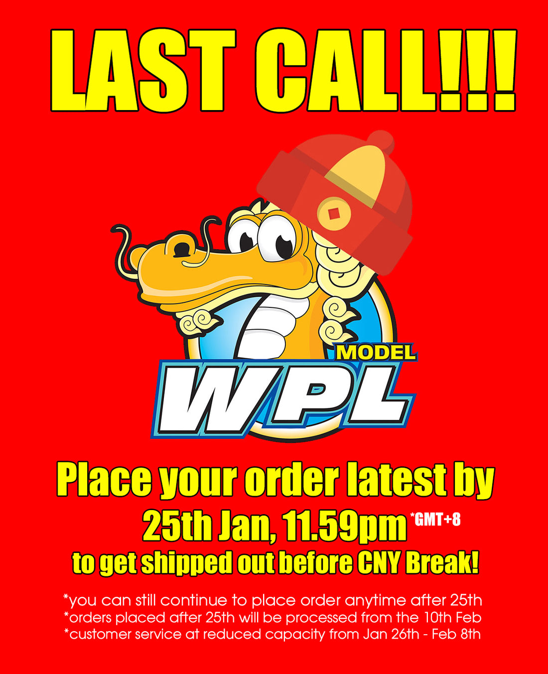 LAST CALL!!! On the 25th FEB. Shop before CNY BREAK!
