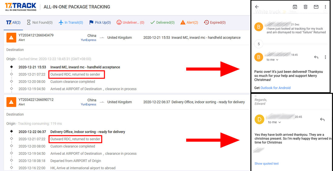 ALERT for TRACKING UPDATE to UK & AU