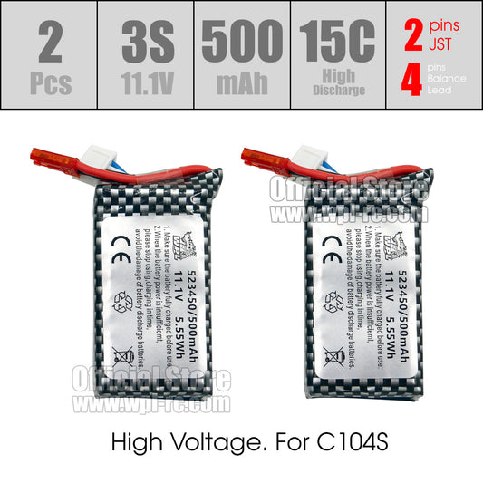 2pcs 3S 11.1V 500mAh 15C LiPo Battery