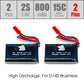 2pcs 2S 7.4V 800mAh 15C LiPo Battery