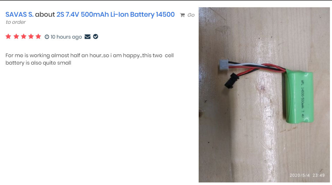 2pcs 2S 7.4V 500mAh Li-Ion Battery 14500 - WPL RC Official Store